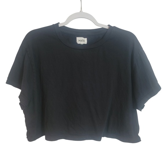 MATE the Label Tops - MATE the Label Womens Black Boxy Cropped Short Sleeve T-Shirt XL Organic Cotton